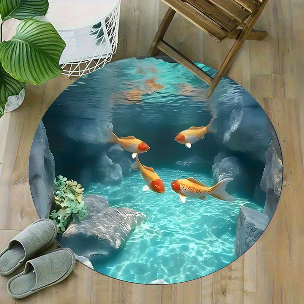 Круглый коврик с изображением  – обзор и цена Aquarium Fish Japanese