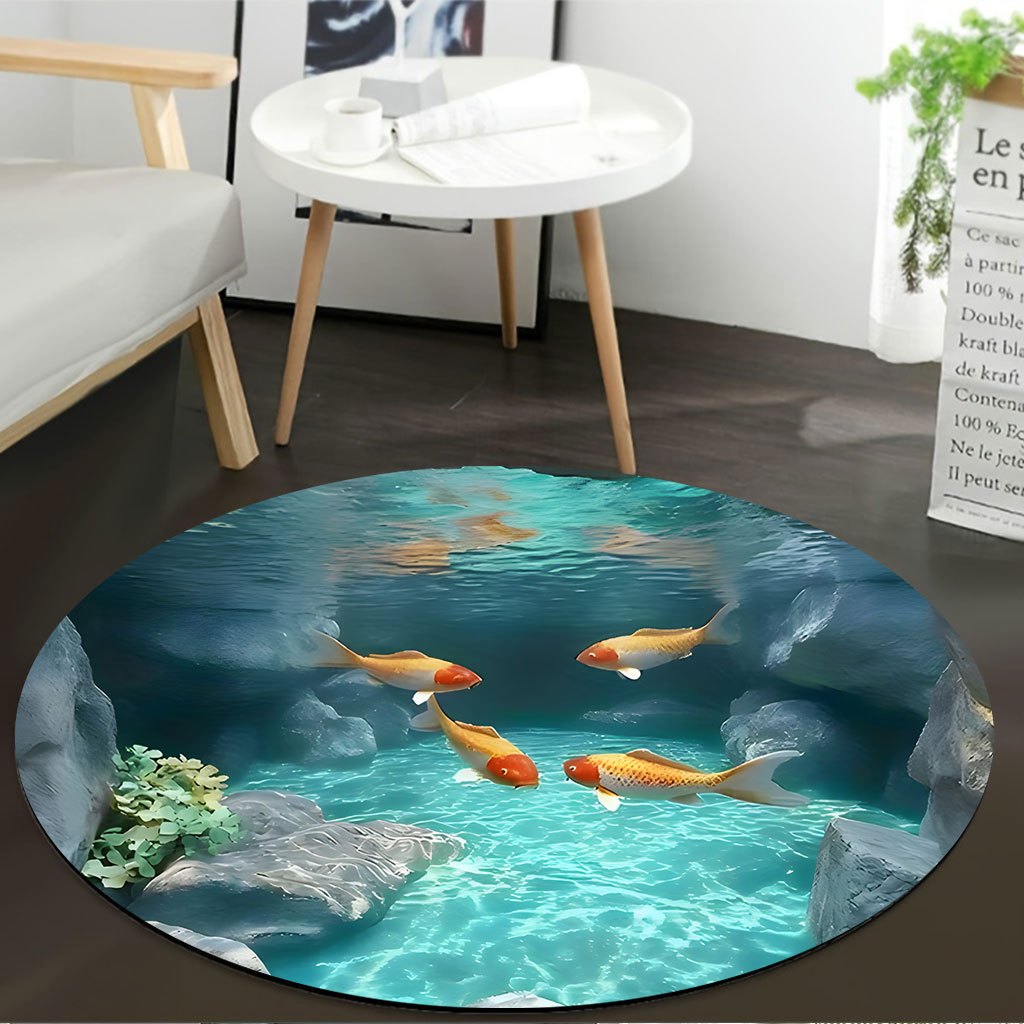 Круглый коврик с изображением  – обзор и цена Aquarium Fish Japanese